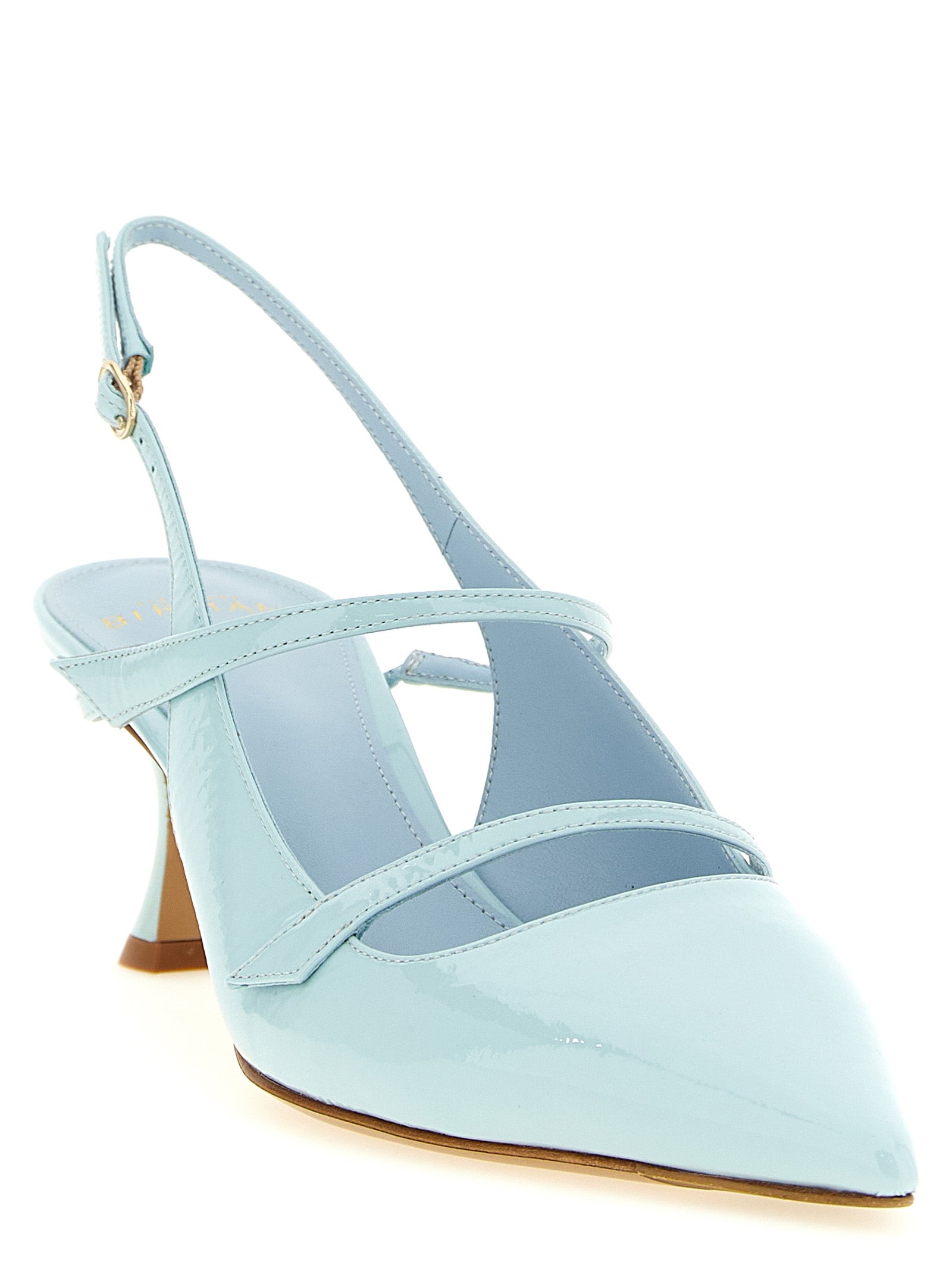 Alexandre Birman Light Blue Patent Leather Mid Heel Pumps