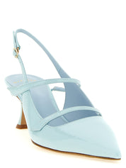Alexandre Birman Light Blue Patent Leather Mid Heel Pumps