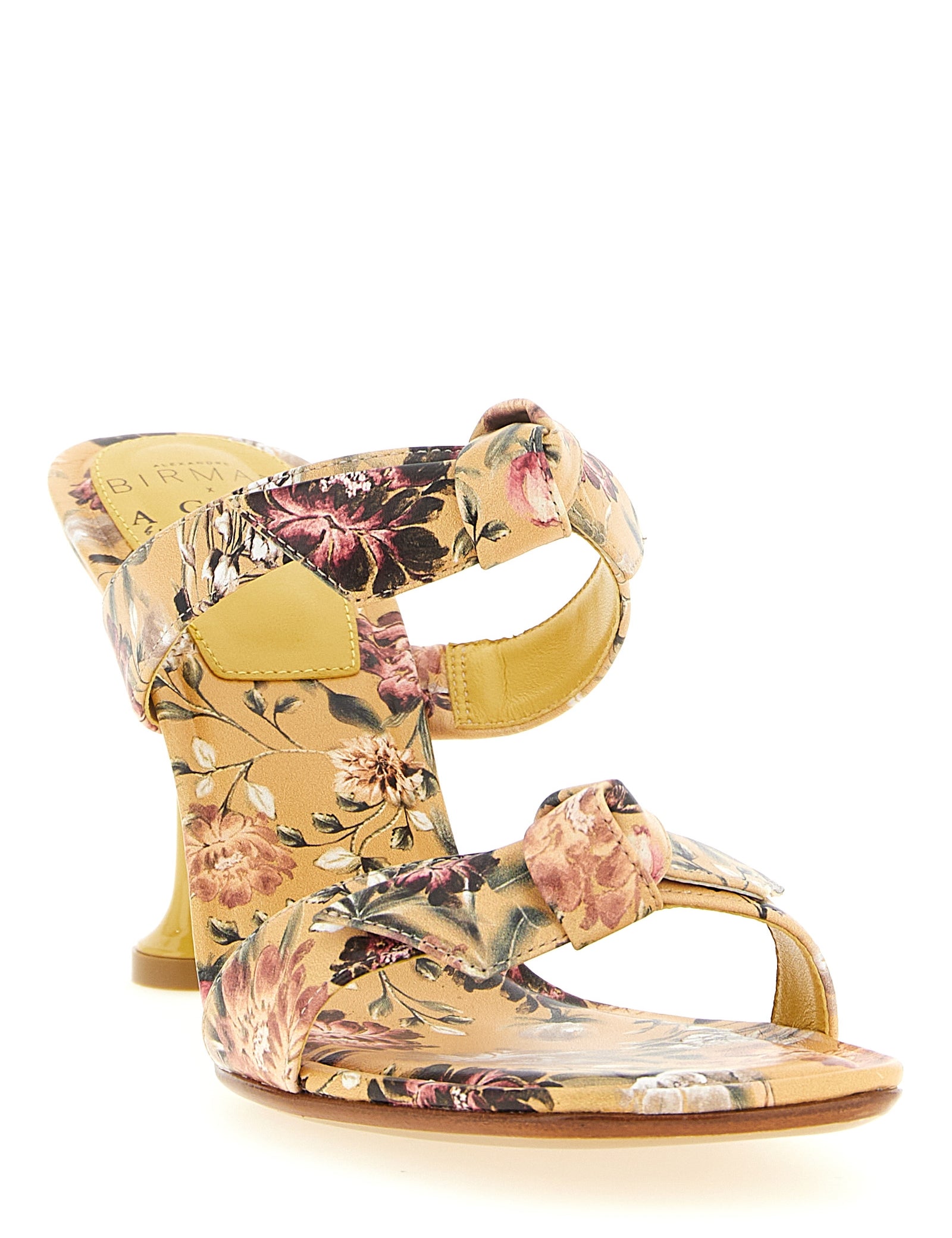 Alexandre Birman Yellow Cowhide Leather Stiletto Heel Sandals