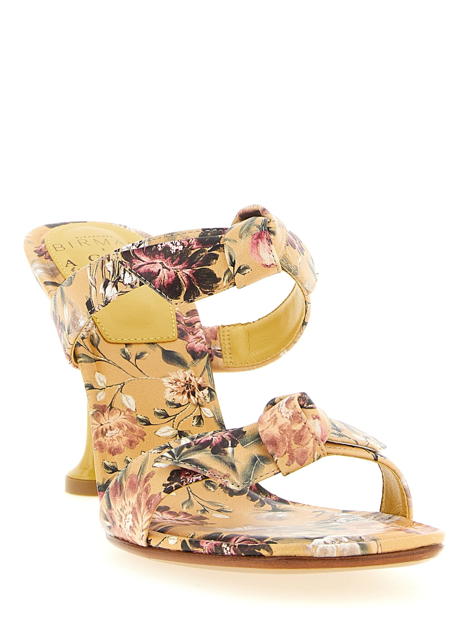 Alexandre Birman Yellow Cowhide Leather Stiletto Heel Sandals