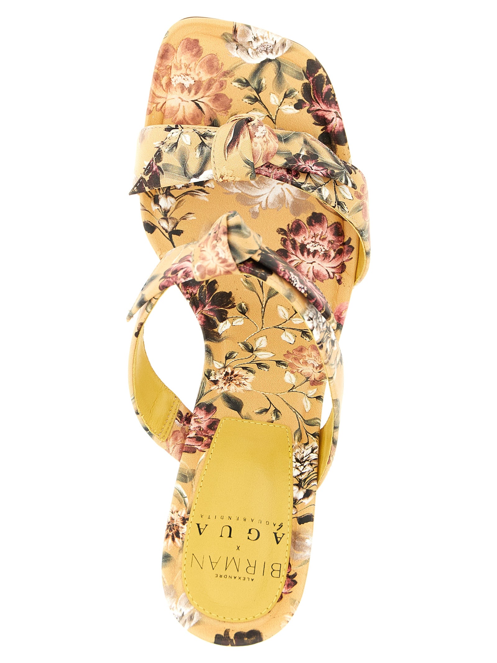 Alexandre Birman Yellow Cowhide Leather Stiletto Heel Sandals