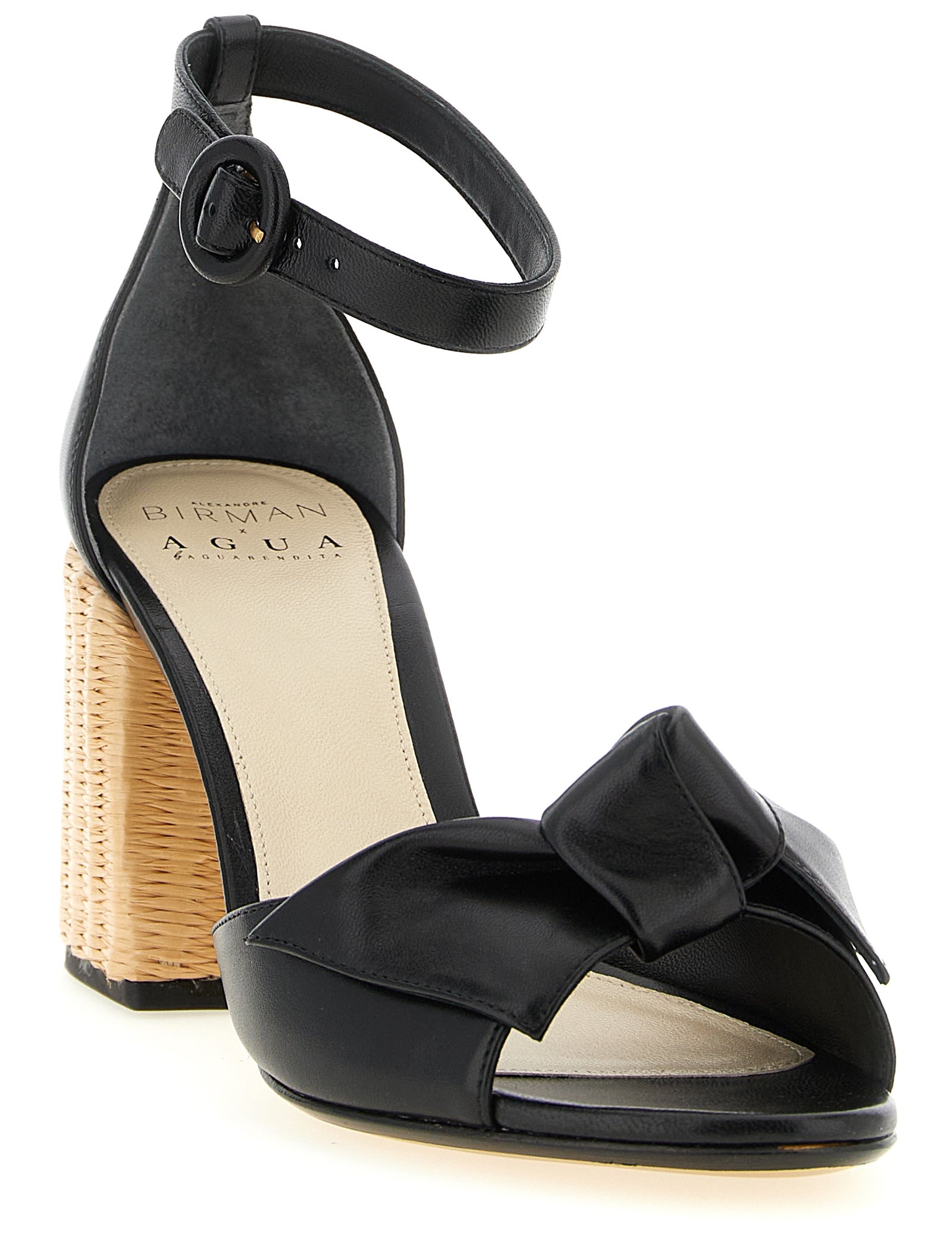 Alexandre Birman Black Cowhide Stiletto Heel Sandals