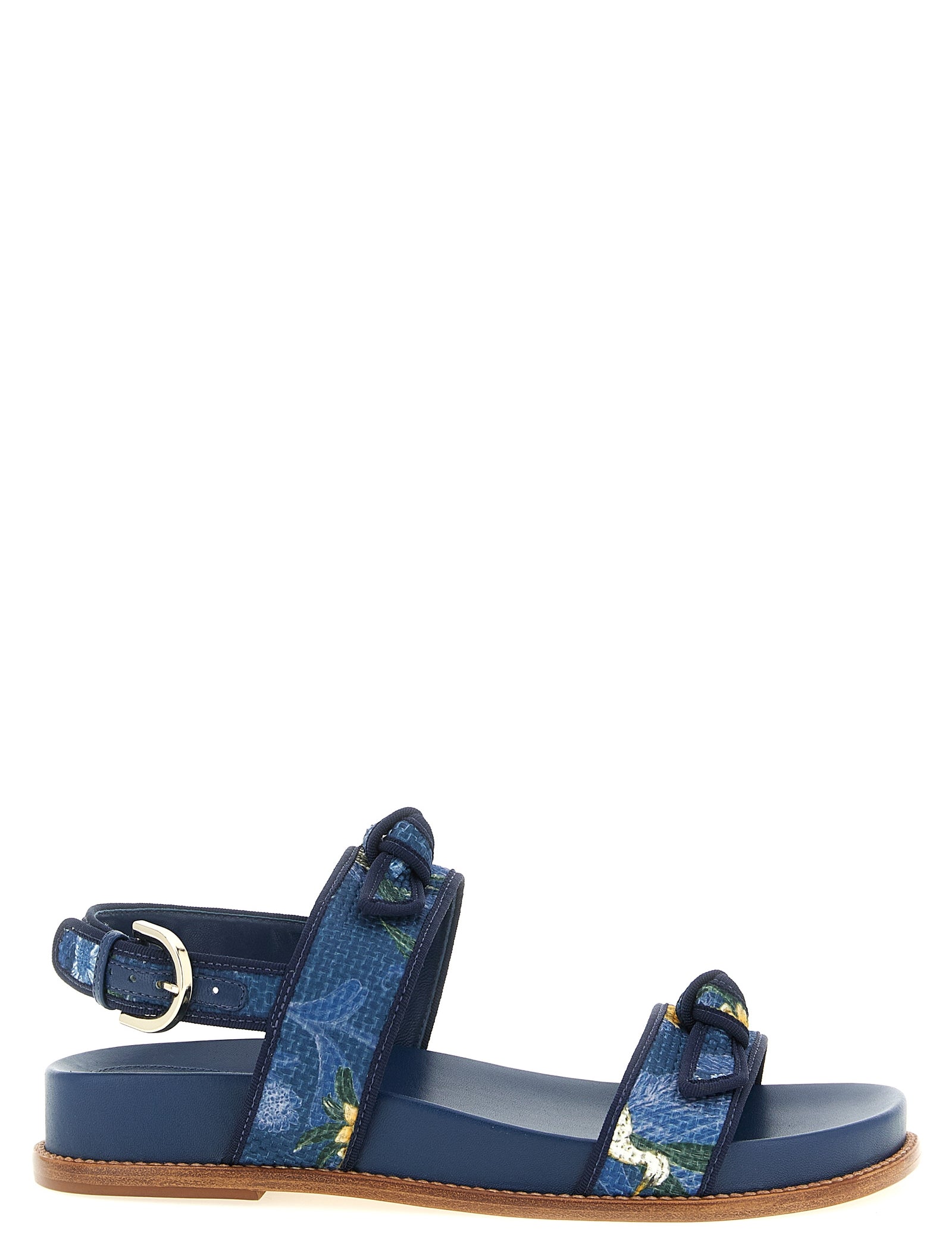 Alexandre Birman Blue Cowhide Flat Sandals