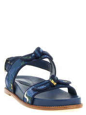 Alexandre Birman Blue Cowhide Flat Sandals