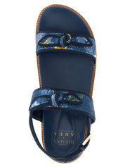 Alexandre Birman Blue Cowhide Flat Sandals