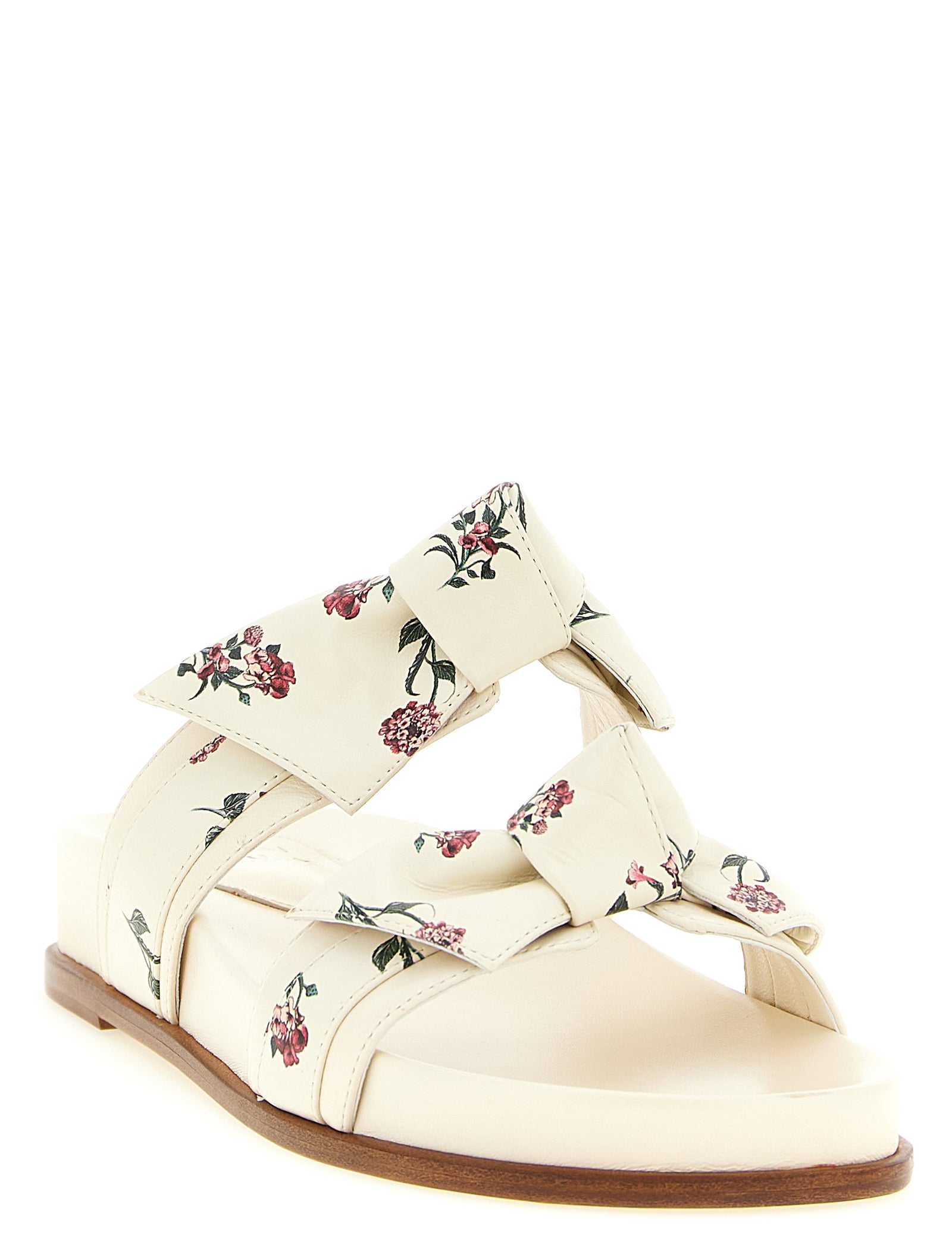 Alexandre Birman White Cow Leather Flat Sandals
