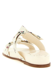 Alexandre Birman White Cow Leather Flat Sandals