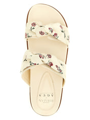 Alexandre Birman White Cow Leather Flat Sandals