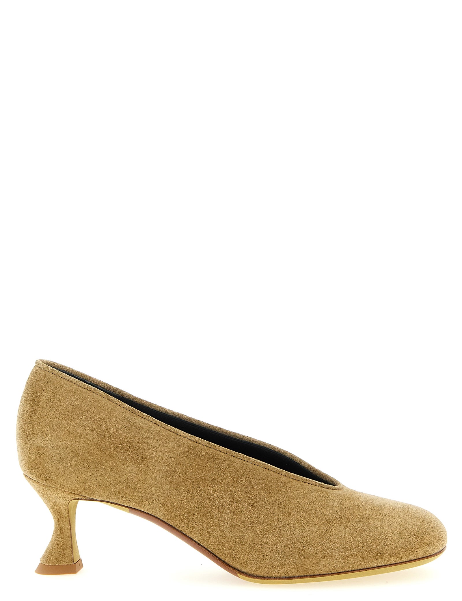 Moschino Beige Calfskin Mid Heel Pumps