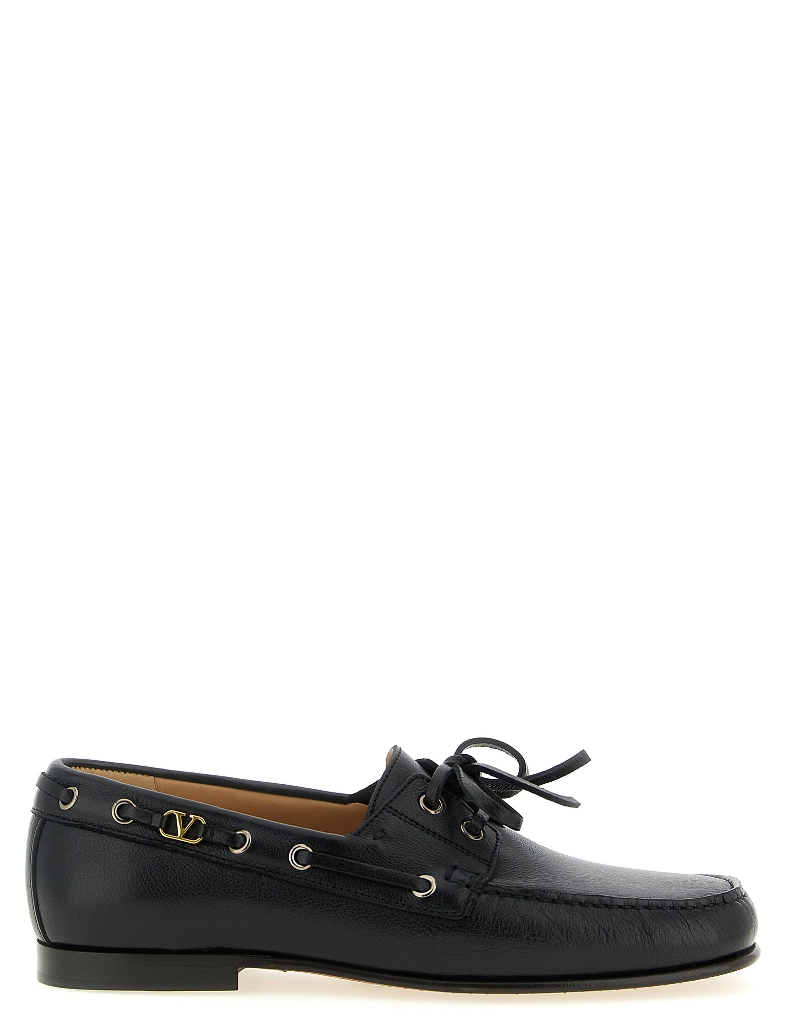 Valentino Garavani Black Buffalo Leather Slip-On Loafers
