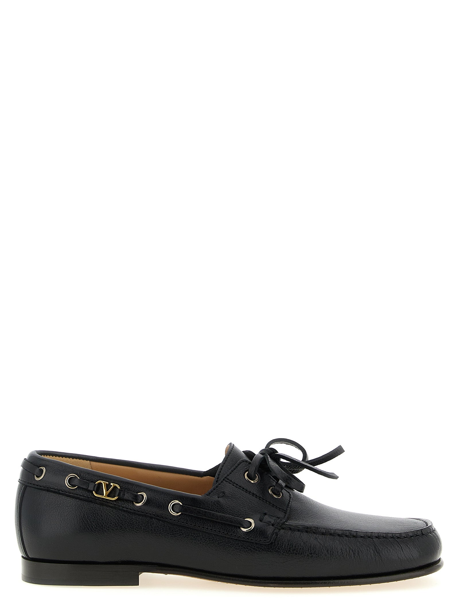 Valentino Garavani Black Buffalo Leather Slip-On Loafers