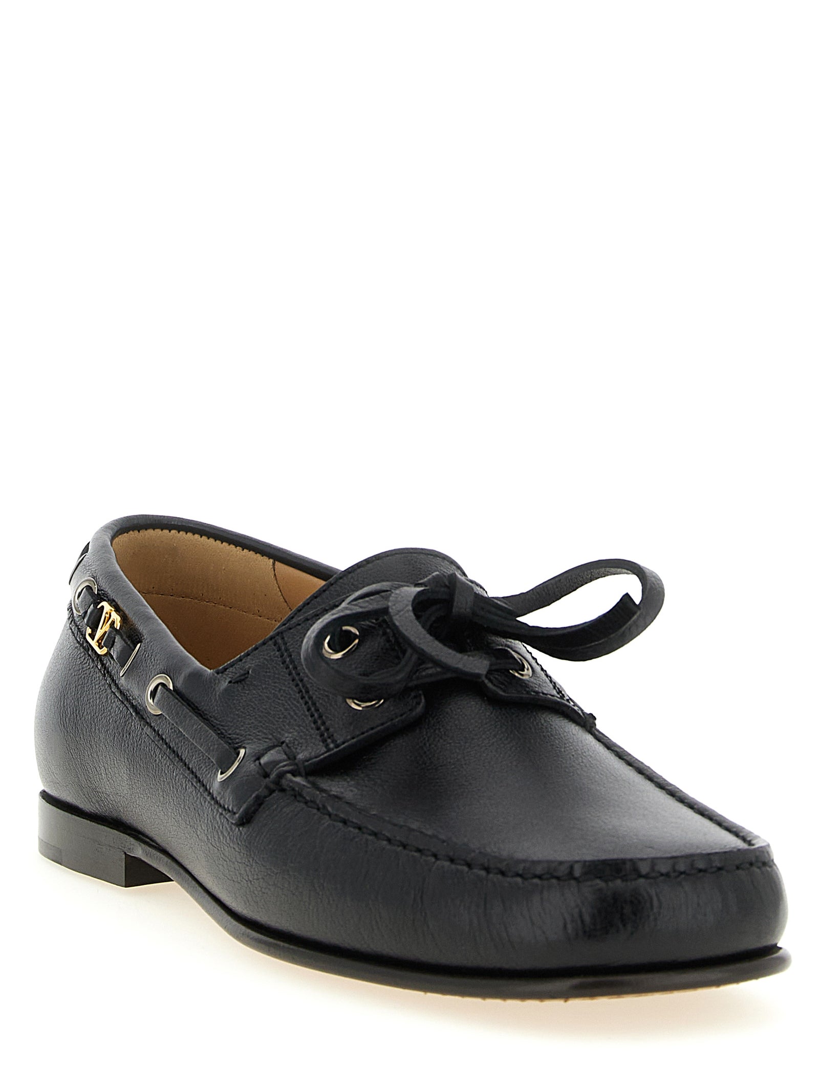 Valentino Garavani Black Buffalo Leather Slip-On Loafers