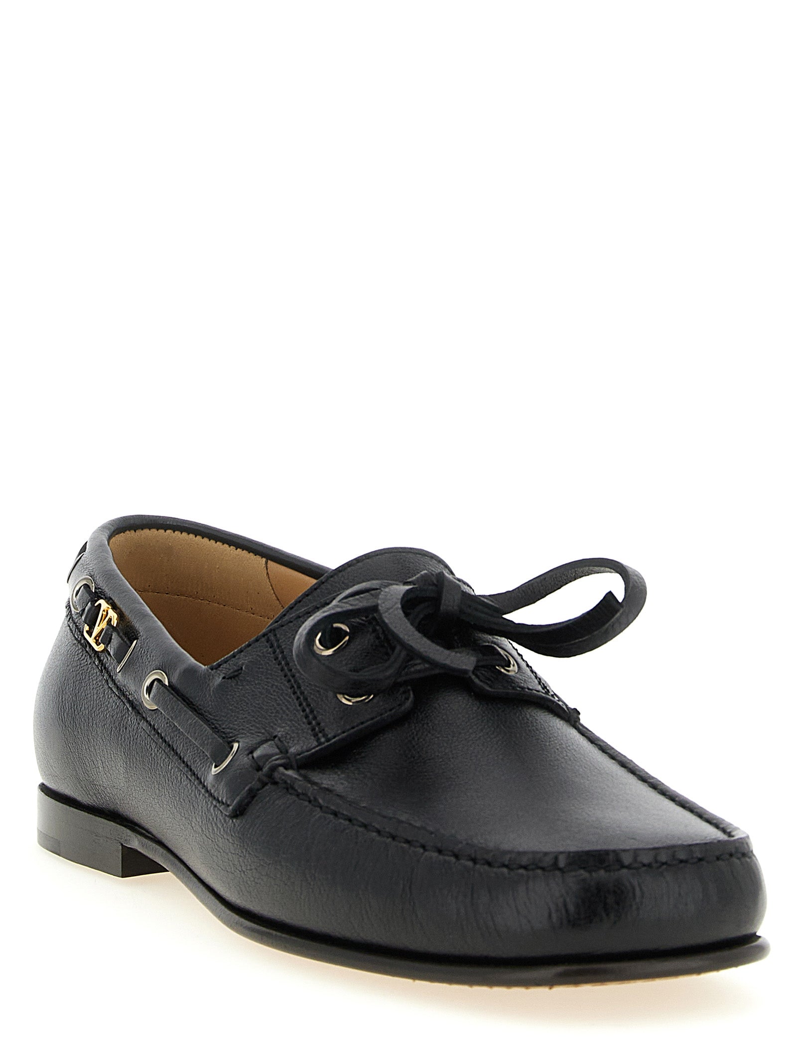 Valentino Garavani Black Buffalo Leather Slip-On Loafers