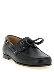 Valentino Garavani Black Buffalo Leather Slip-On Loafers