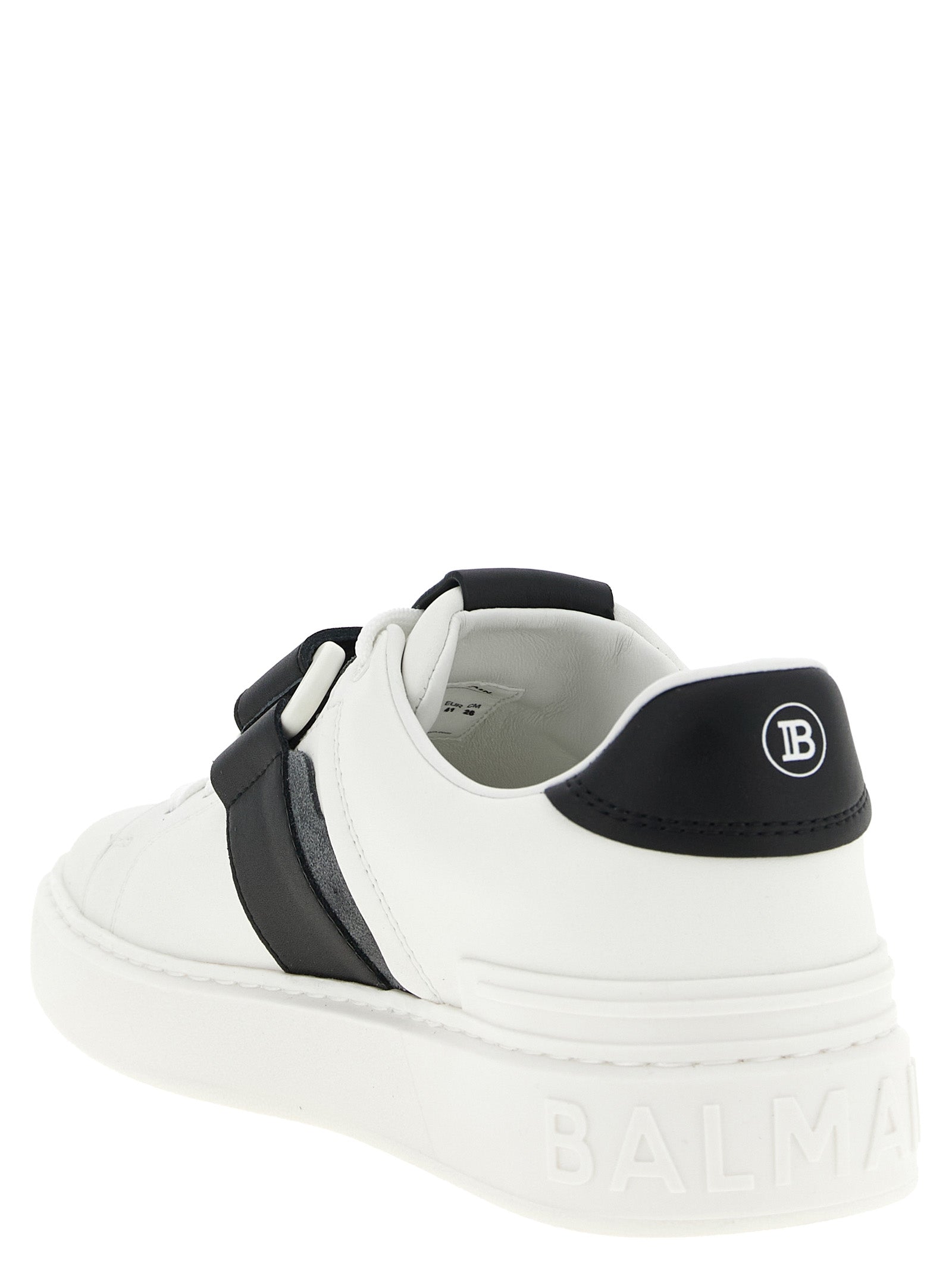 Balmain White/Black Calfskin Low Top Sneakers