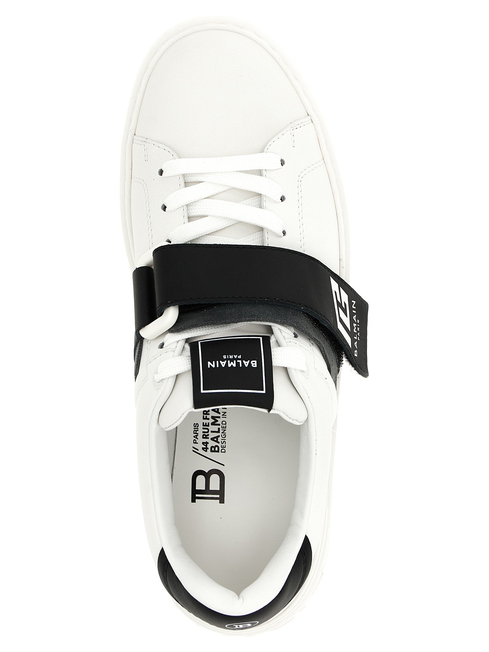 Balmain White/Black Calfskin Low Top Sneakers