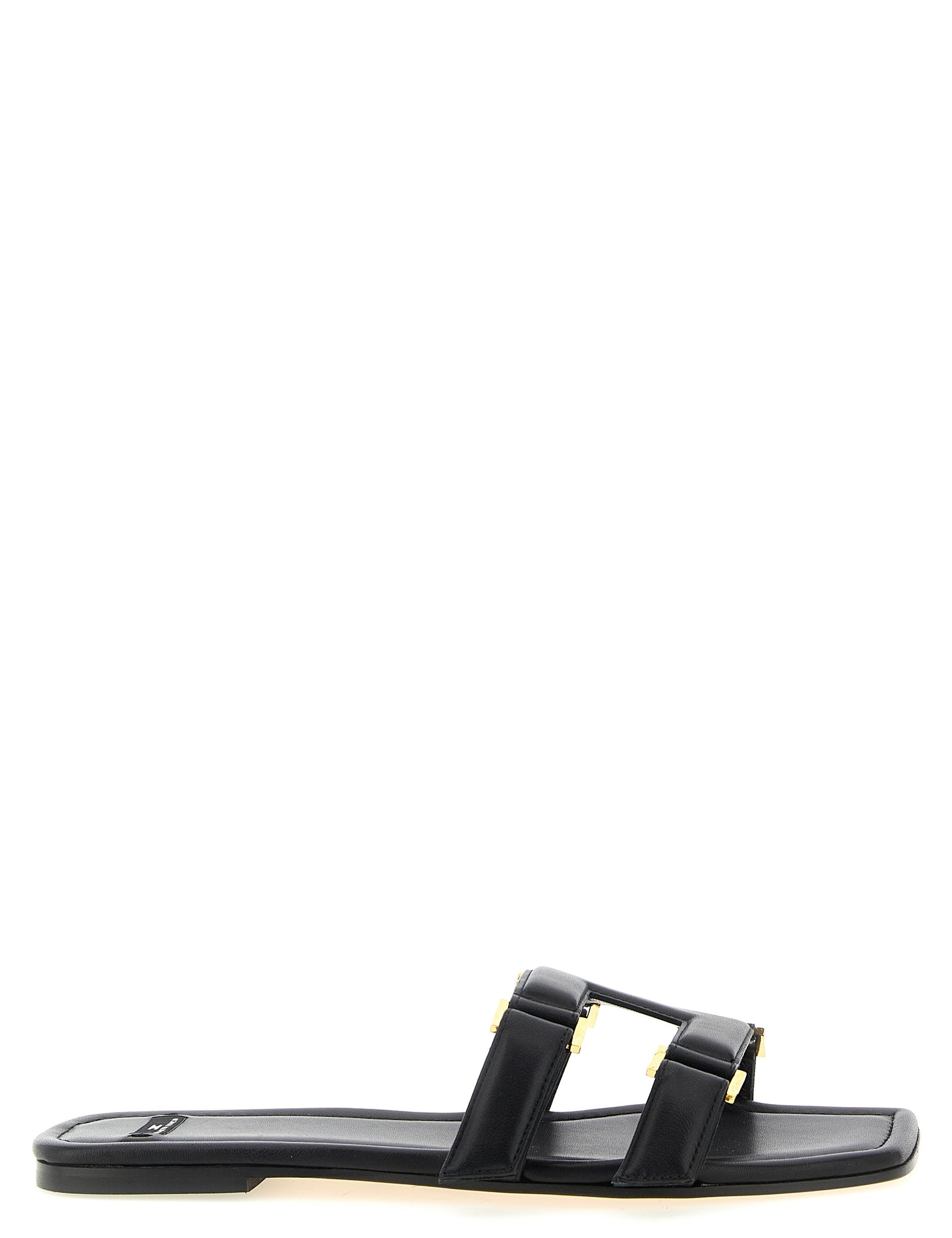 Elisabetta Franchi Black Lambskin Slides