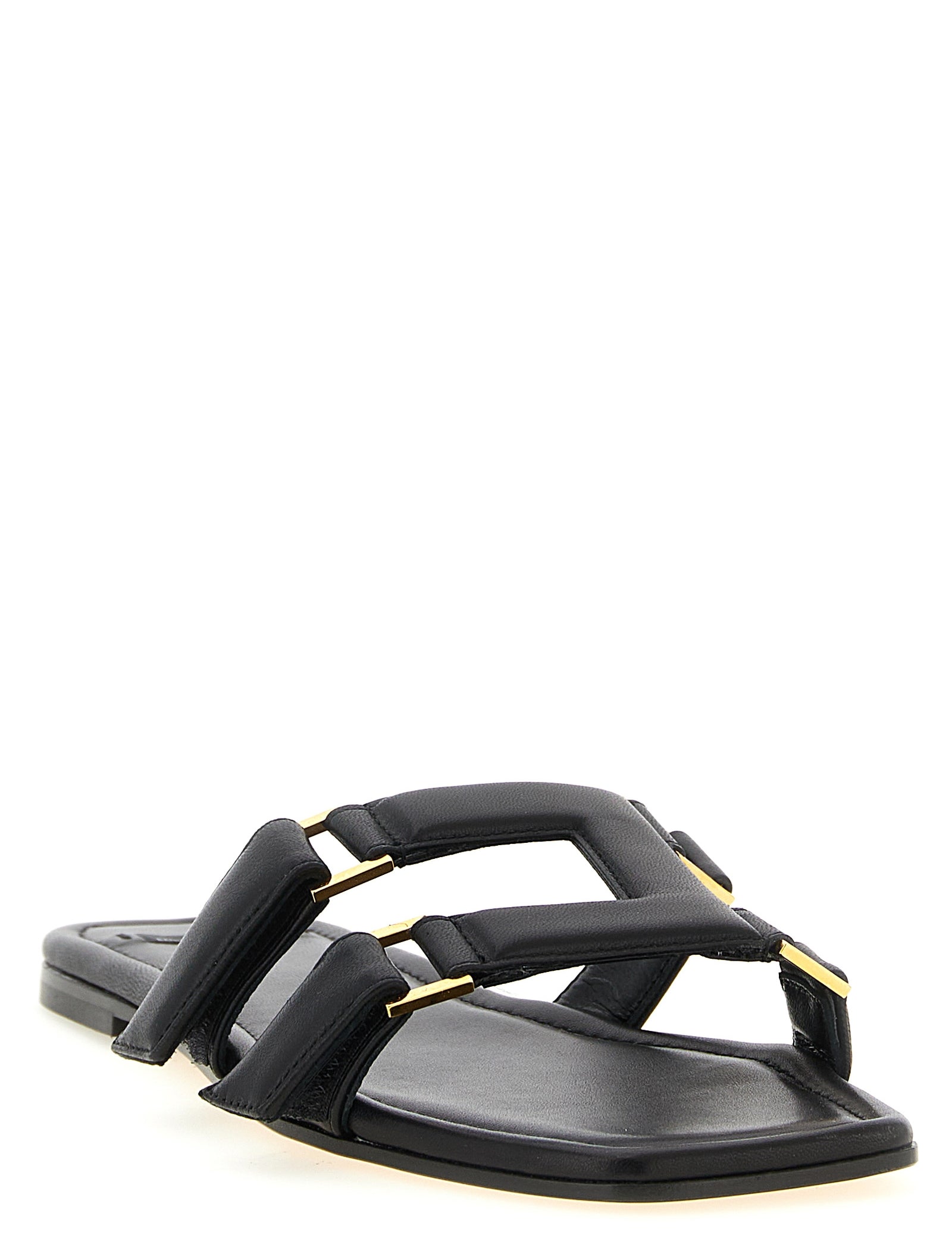Elisabetta Franchi Black Lambskin Slides