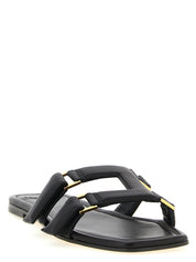 Elisabetta Franchi Black Lambskin Slides