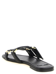 Elisabetta Franchi Black Lambskin Slides