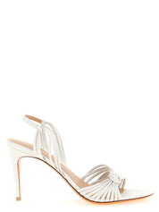 Santoni White Lamb Leather Stiletto Heel Sandals