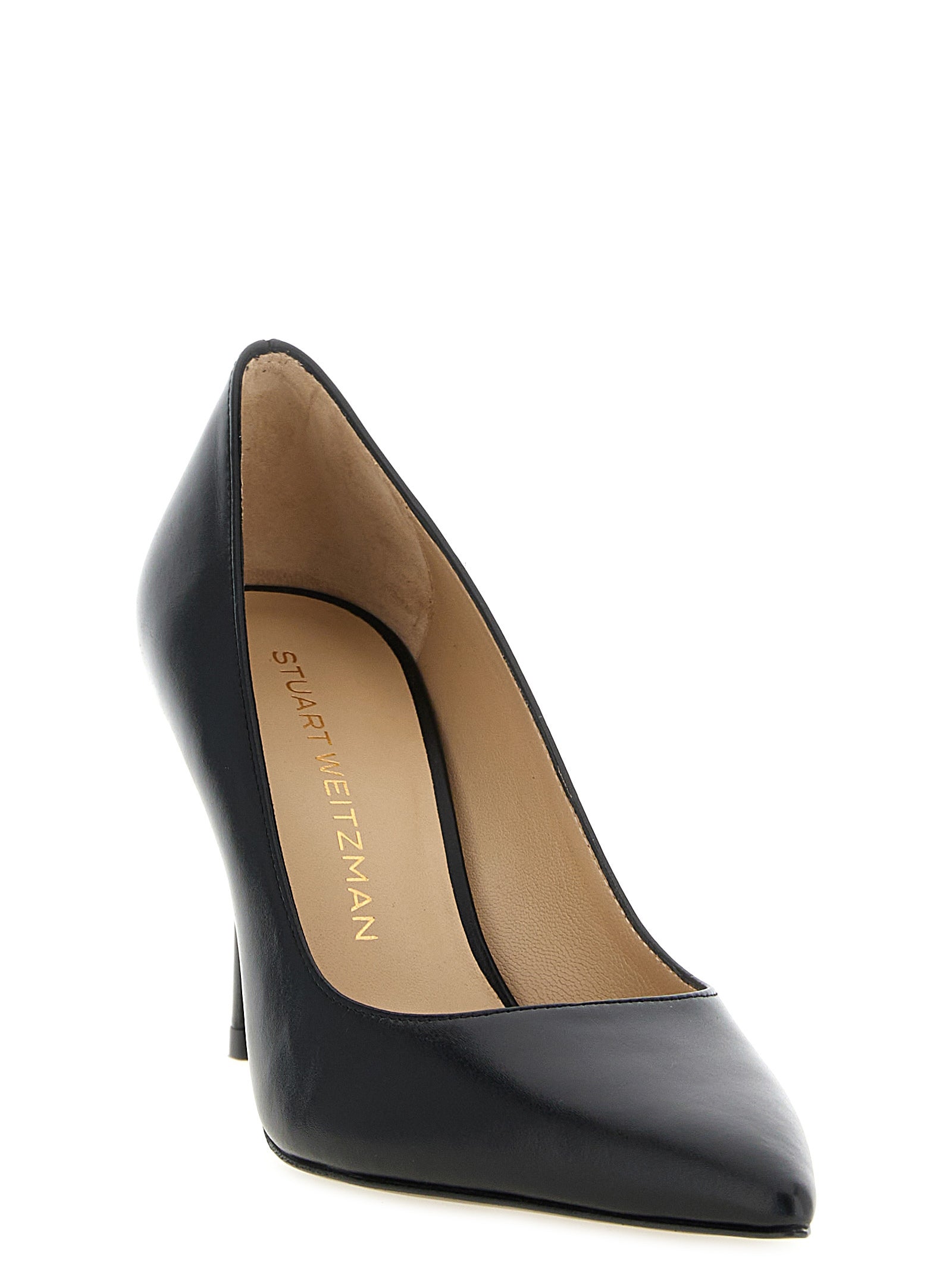 Stuart Weitzman Black Calfskin High-Heel Pumps