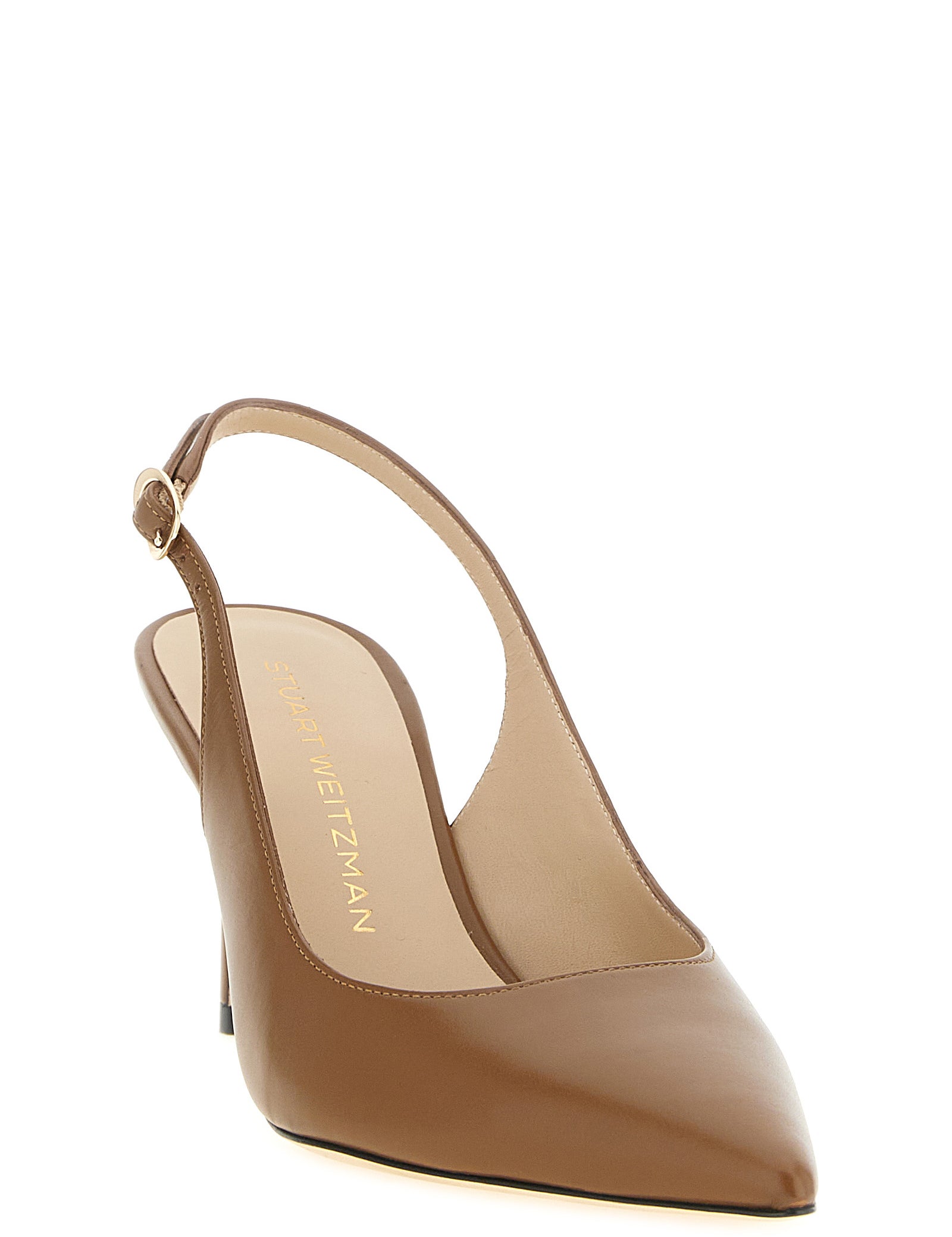 Stuart Weitzman Brown Calfskin Mid Heel Pumps