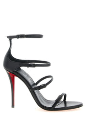 Christian Louboutin Black Goatskin Stiletto Heel Sandals