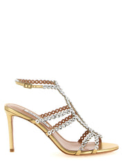 Aquazzura Gold Lamb Leather Stiletto Heel Sandals