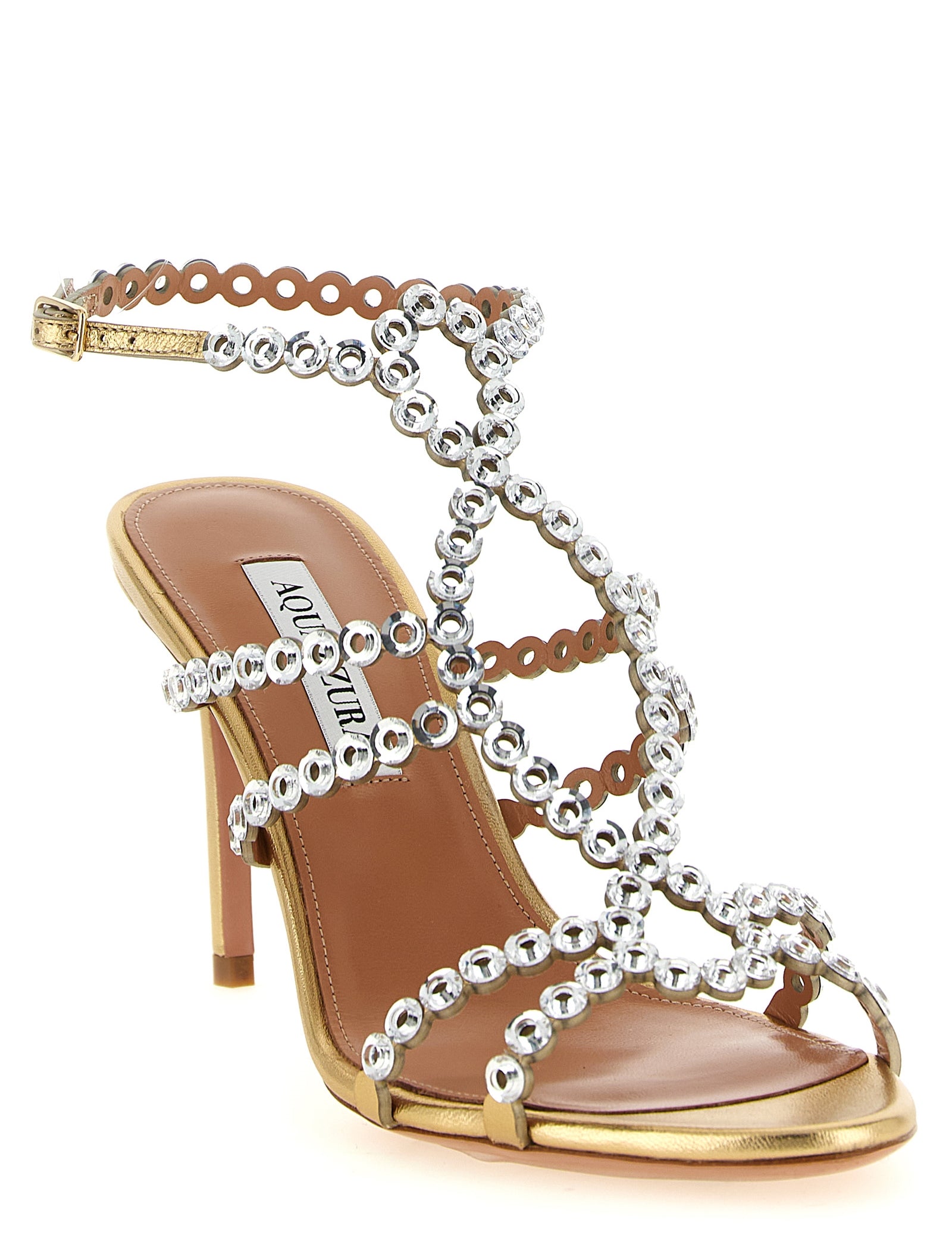 Aquazzura Gold Lamb Leather Stiletto Heel Sandals