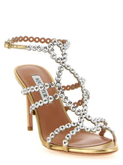 Aquazzura Gold Lamb Leather Stiletto Heel Sandals