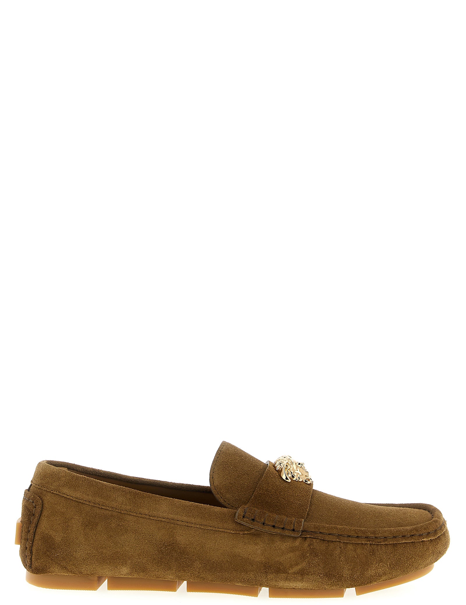 Versace Brown Calfskin Slip-On Loafers