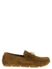 Versace Brown Calfskin Slip-On Loafers