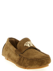 Versace Brown Calfskin Slip-On Loafers