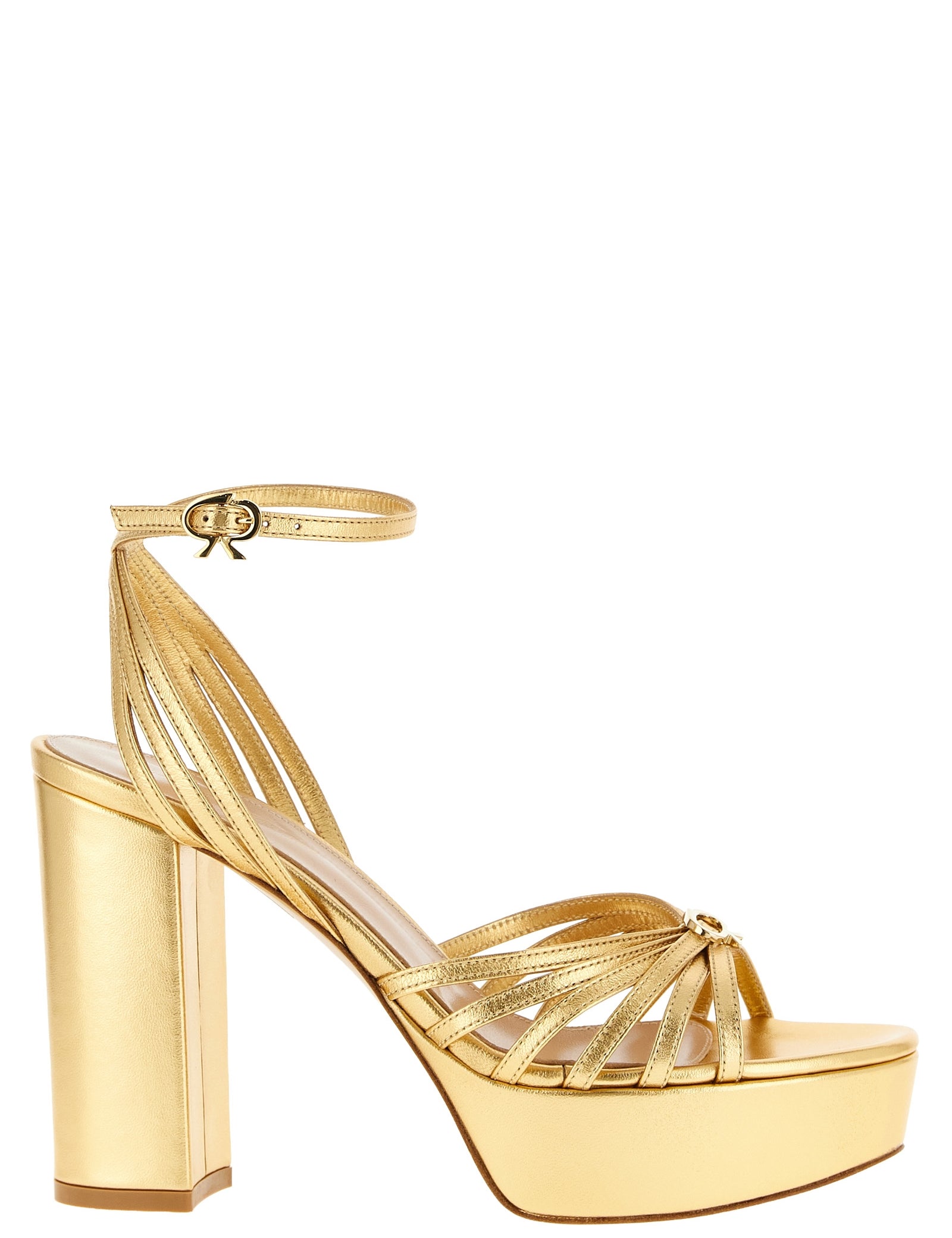 Gianvito Rossi Gold Lamb Leather Stiletto Heel Sandals