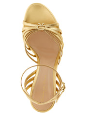 Gianvito Rossi Gold Lamb Leather Stiletto Heel Sandals