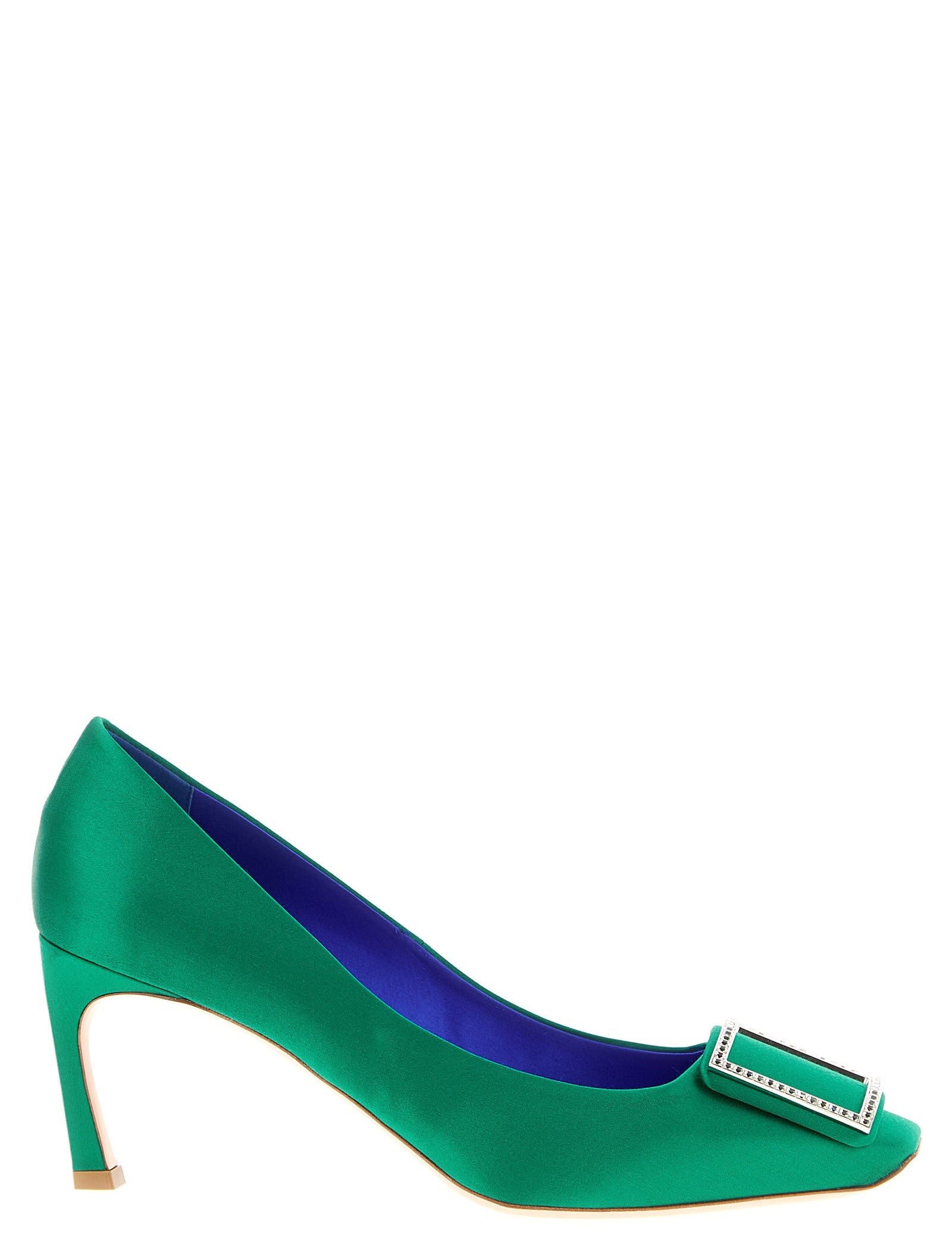 Roger Vivier Green Viscose Mid Heel Pumps