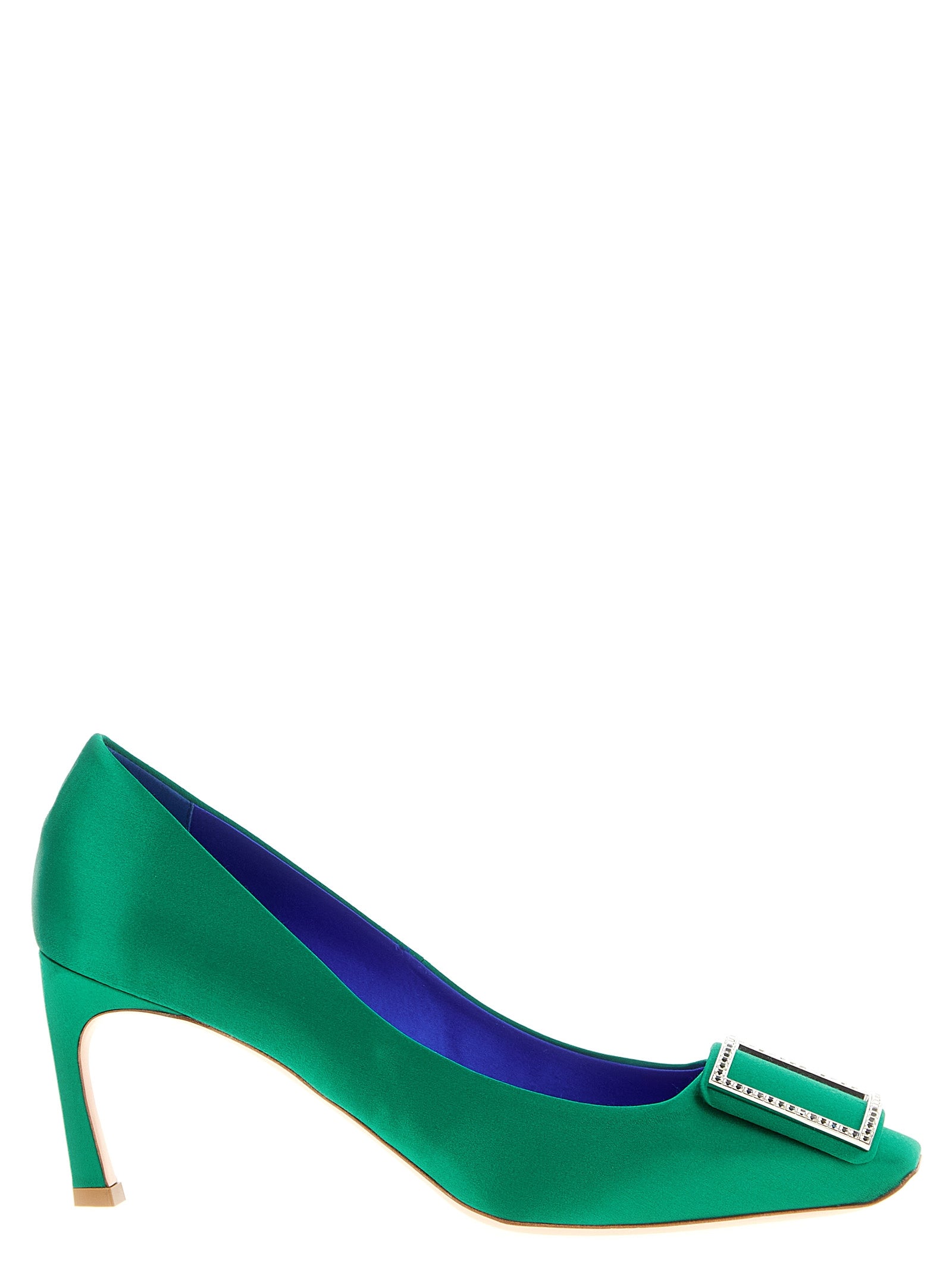 Roger Vivier Green Viscose Mid Heel Pumps