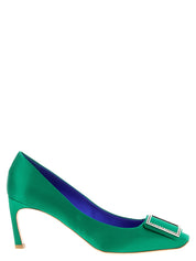 Roger Vivier Green Viscose Mid Heel Pumps