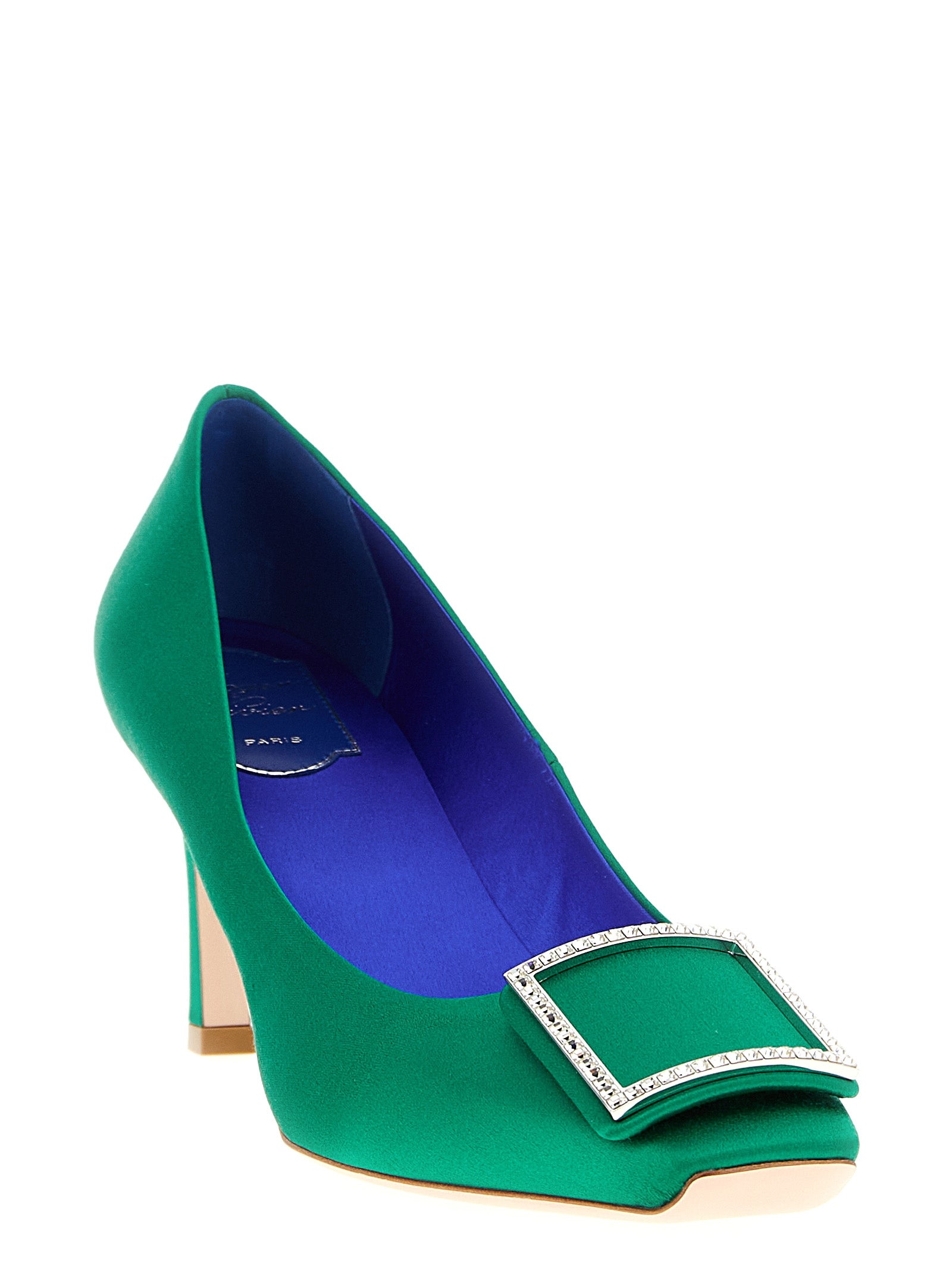 Roger Vivier Green Viscose Mid Heel Pumps
