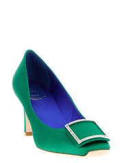 Roger Vivier Green Viscose Mid Heel Pumps