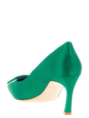 Roger Vivier Green Viscose Mid Heel Pumps