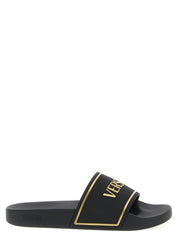 Versace Black Thermoplastic Polyurethane Slides