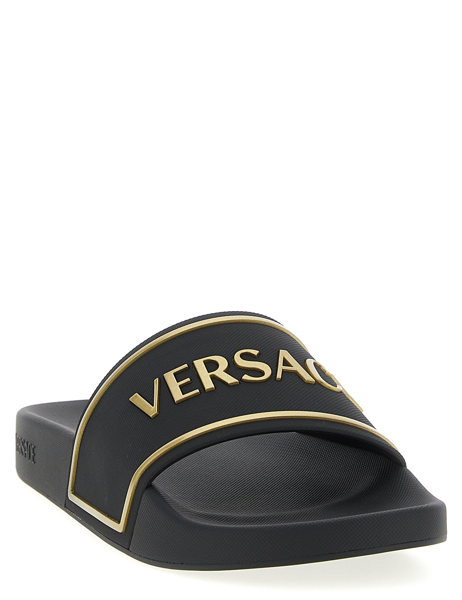 Versace Black Thermoplastic Polyurethane Slides