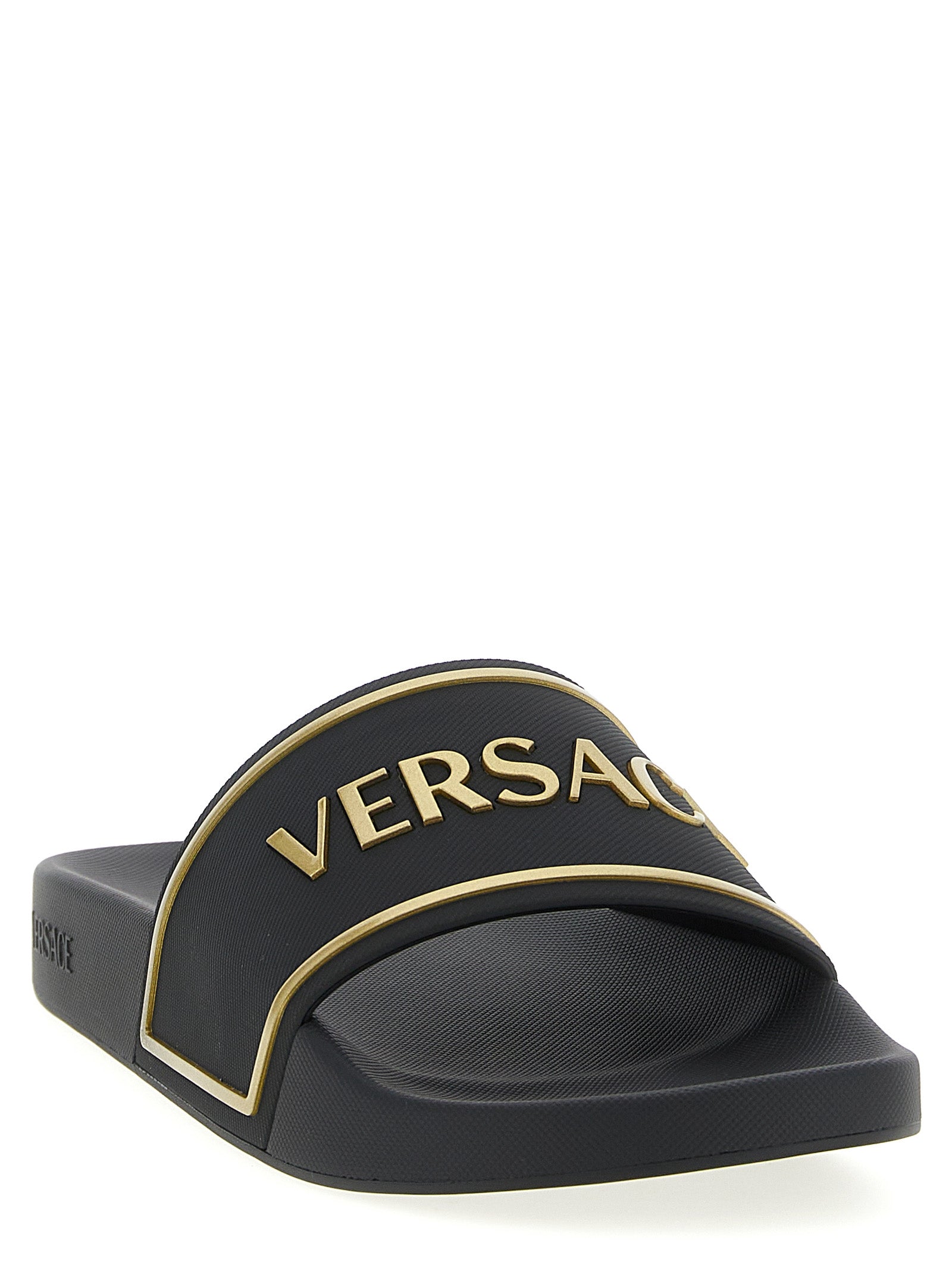 Versace Black Thermoplastic Polyurethane Slides