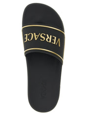 Versace Black Thermoplastic Polyurethane Slides