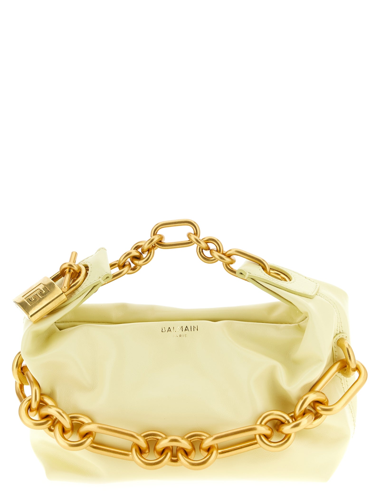 Balmain Yellow Bicolor Calfskin Handbag