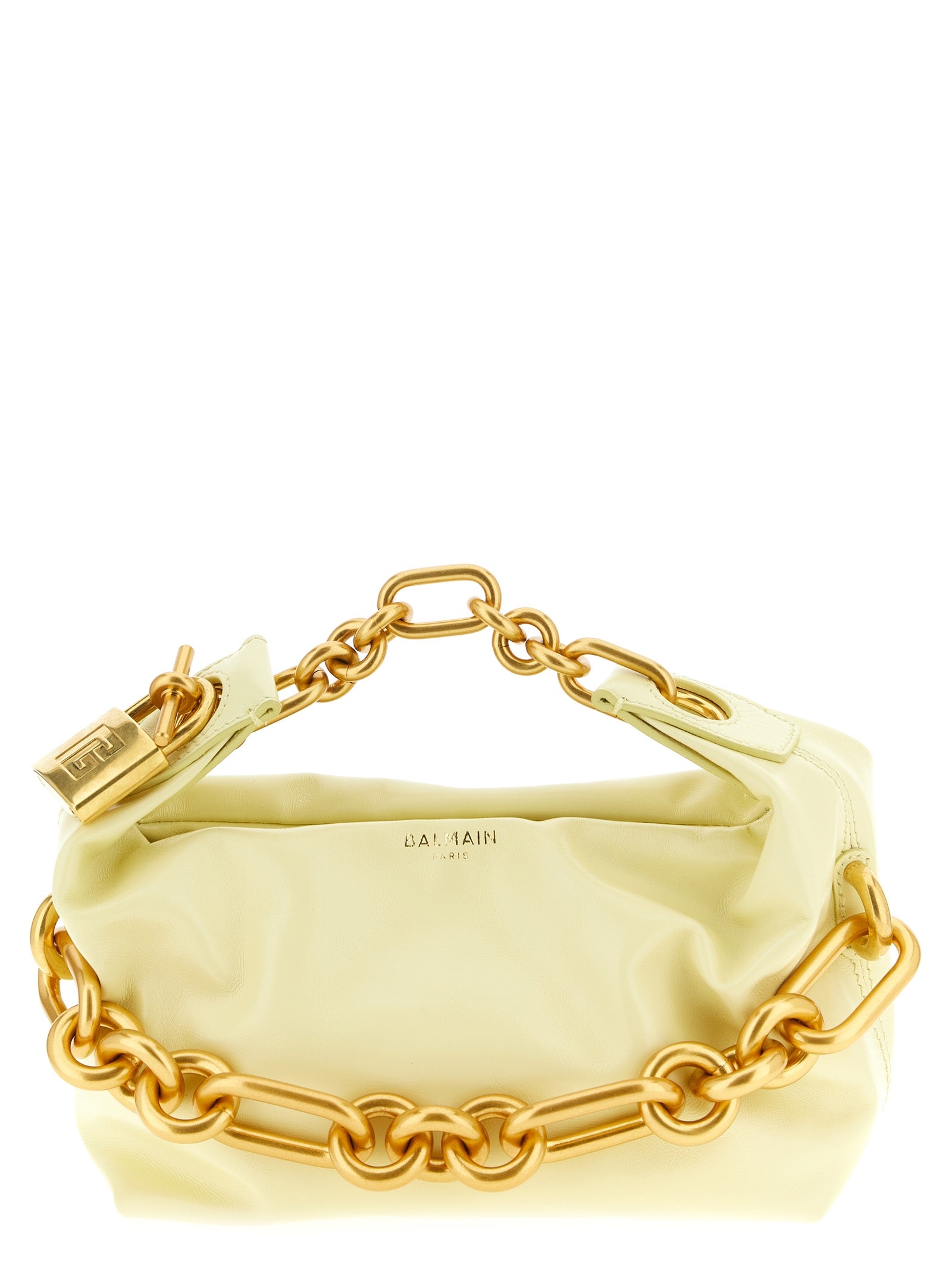 Balmain Yellow Bicolor Calfskin Handbag