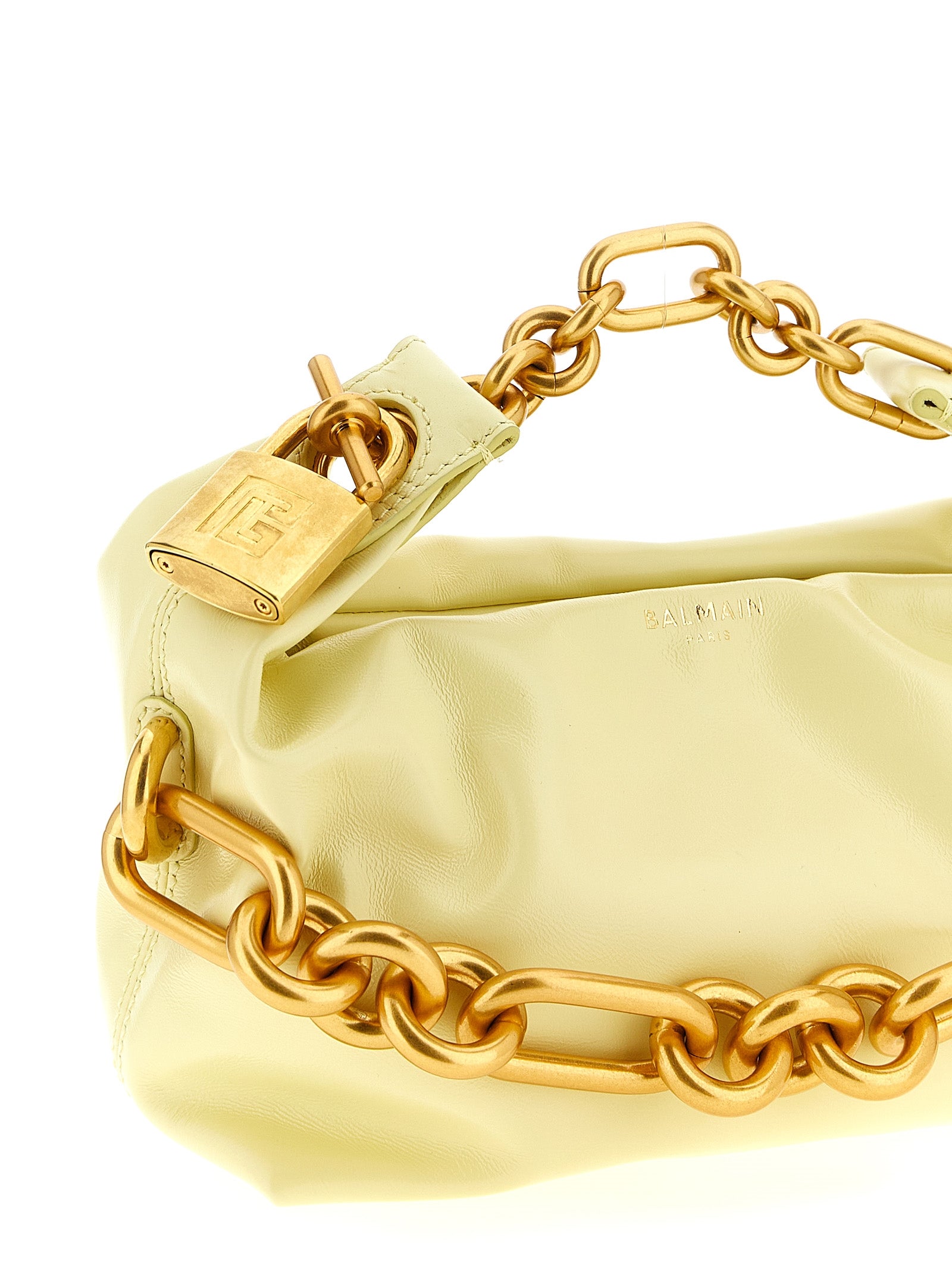 Balmain Yellow Bicolor Calfskin Handbag