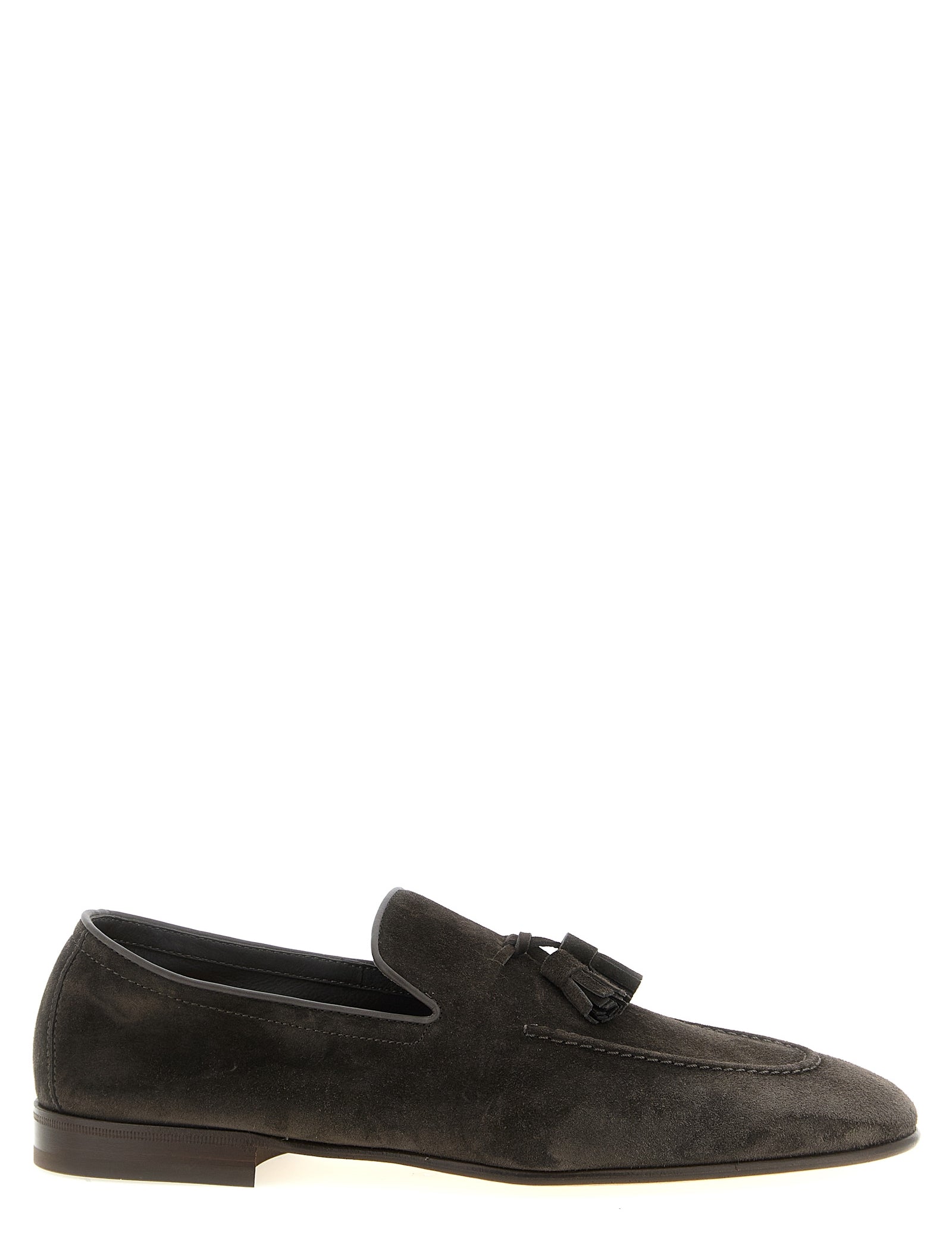 Brunello Cucinelli Gray Calfskin Slip-On Loafers